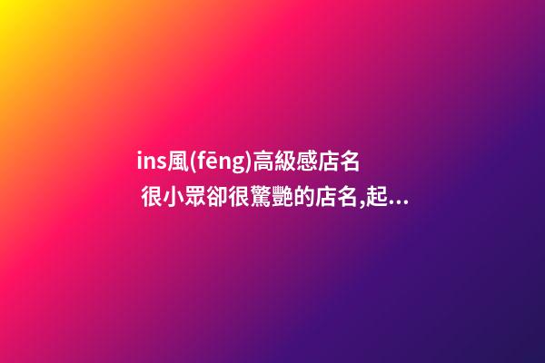 ins風(fēng)高級感店名 很小眾卻很驚艷的店名,起名之家